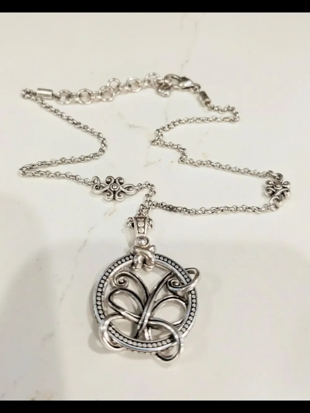 Elegant Brighton Silver Romance of Nature Butterfly Celtic Knot Pendant Necklace